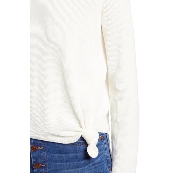 Madewell Top Elwood Knot Front Long Sleeve Jacquard Ivory Cream XXL NWOT - Picture 2 of 12